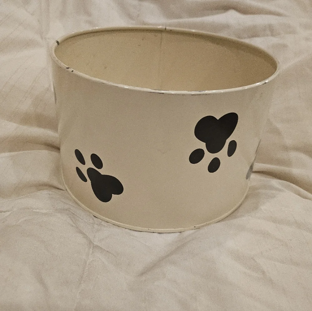 Cream Pet Bowl with Paw Prints